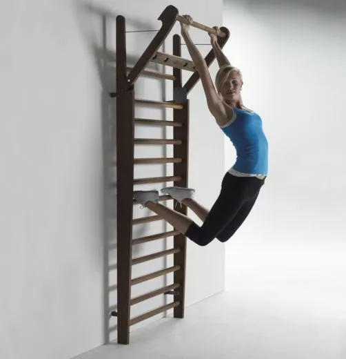 NOHRD Wallbars Sprossenwand Nussbaum, 14 Sprossen